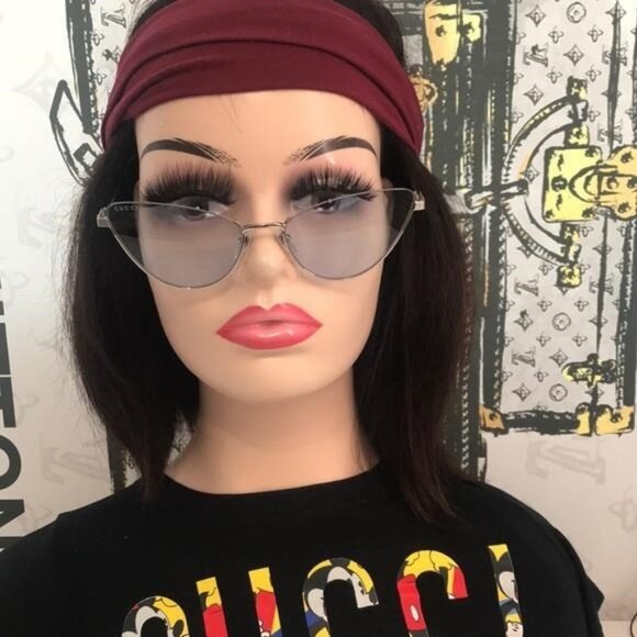 New Authentic Gucci GG1006S 004 Silver Cat-Eye Sunglasses Light Blue Lenses main image 5